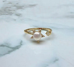 Moon & Star Pearl Ring