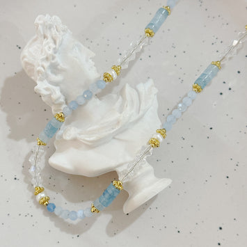 Aquamarine pearl necklace