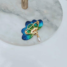 Blue & Green Peacock Pearl Brooch