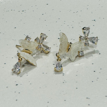 Shell and crystal butterfly earrings