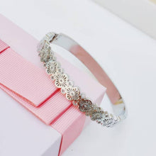 Stainless Steel Floral Lace Bangle