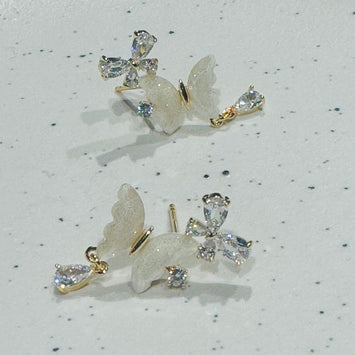 Shell and crystal butterfly earrings
