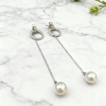 Pearl chain drop earrings