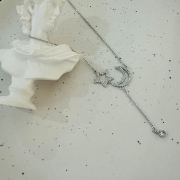 Sliver moon and star necklace