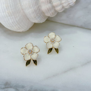 White flower earrings