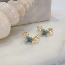 Blue butterfly earrings