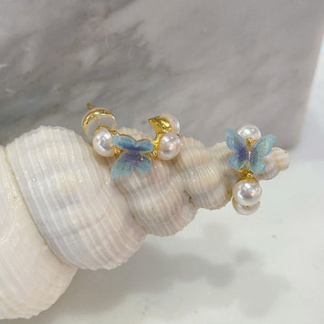 Blue butterfly earrings