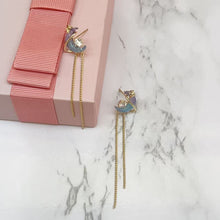 Moon & Star Chain Drop Earrings