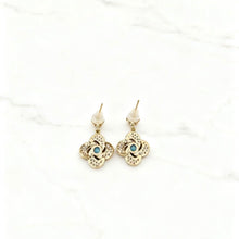 Blue stone flower earrings