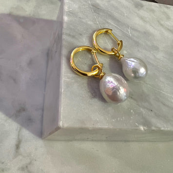 Pearl hoop earrings