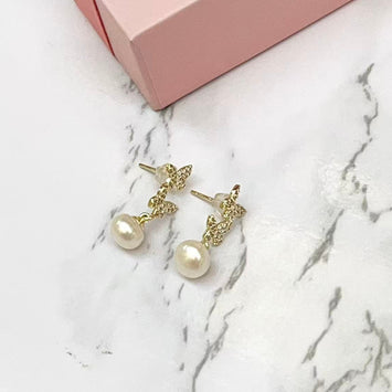 Sparkle Butterfly Pearl Earrings