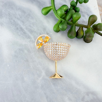 Cocktail glass brooch
