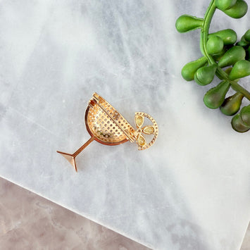 Cocktail glass brooch