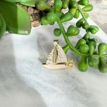 Shell and diamonds boat brooch