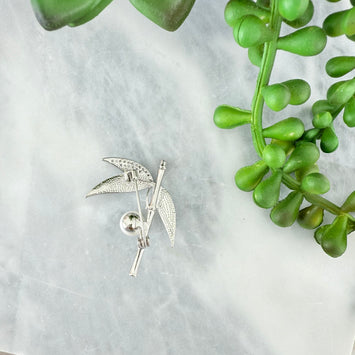 Sliver shell bamboo brooch