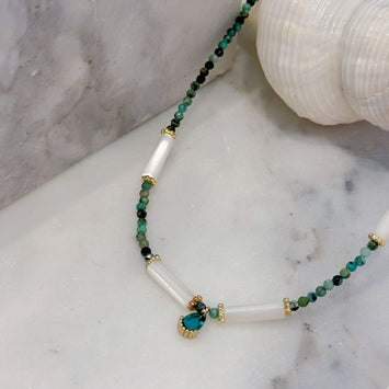 Shell and gemstone necklace