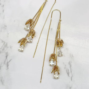 Golden Petal Drop Earrings