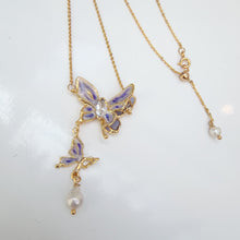 Violet Butterfly Drop Necklace