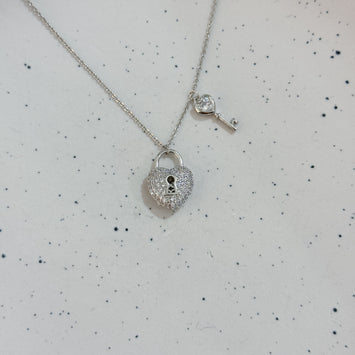Sliver lock and key necklace