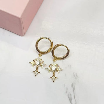 Flared Cross Hoop Earrings