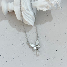 Sliver shell butterfly necklace