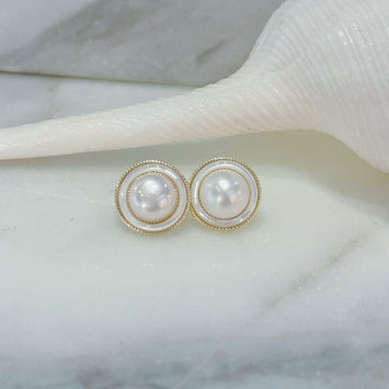 Classic pearl and shell earrings