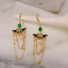 Green butterfly earrings