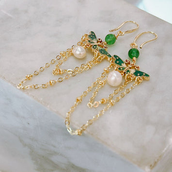 Green butterfly earrings