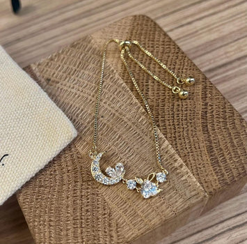 Crystal moon and rabbit bracelet