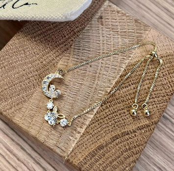 Crystal moon and rabbit bracelet