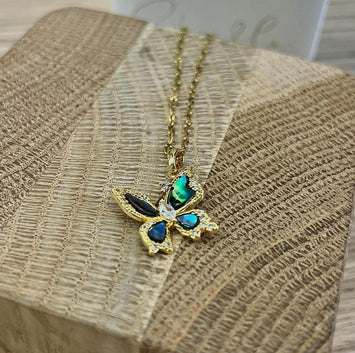Natural shell butterfly necklace