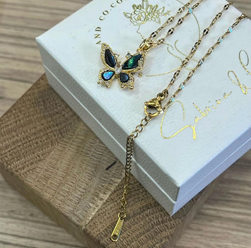 Natural shell butterfly necklace