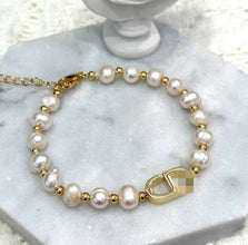 Fresh water pearl with letter bracelet