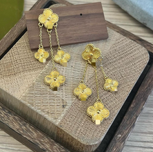 Triple hanging lucky clover earrings