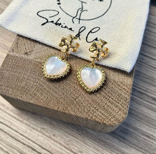 Shell heart with snowflake earrings