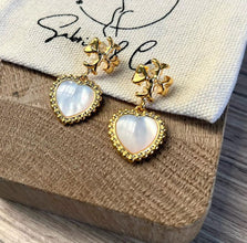 Shell heart with snowflake earrings