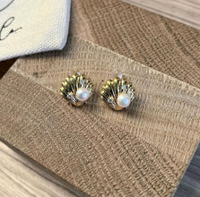 Shell with pearl earrings