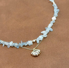 Blue gemstone with fresh water pearl necklace