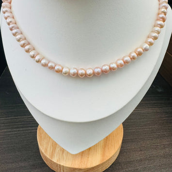 Pink fresh water pearl necklace