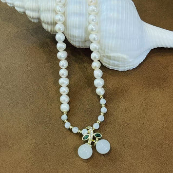 Fresh water pearl with cherry necklace