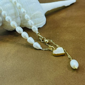 Fresh water pearl with love heart necklace