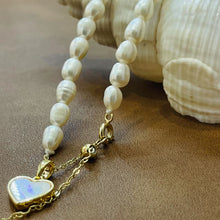 Fresh water pearl with love heart necklace