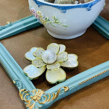 Shell flower with pearl brooch