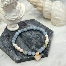 Aquamarine with fresh water pearl bracelet