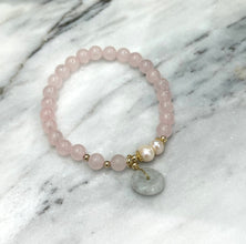 Rose quartz with fresh water pearl bracelet