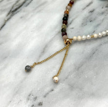 Tourmaline with fresh water pearl bracelet
