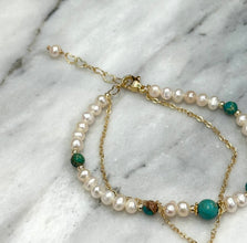 Turquoise with fresh water pearl bracelet