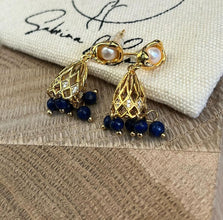 Pearl with hanging gemstone earrings