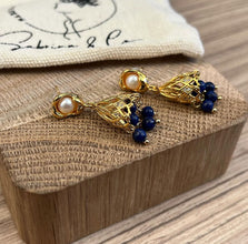 Pearl with hanging gemstone earrings