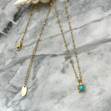 Dainty Aqua Square Necklace